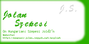 jolan szepesi business card